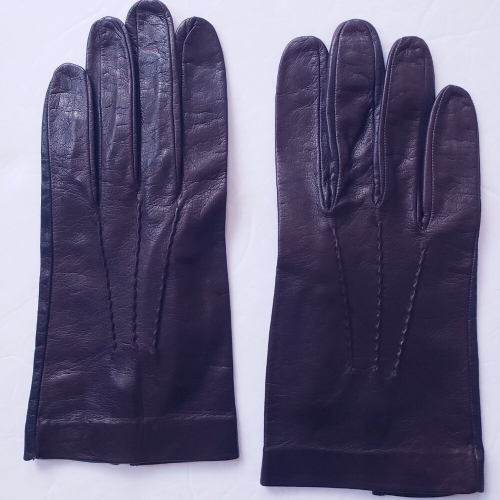 Saks Fifth Avenue Italian Leather Unlined Brown Driving Gloves